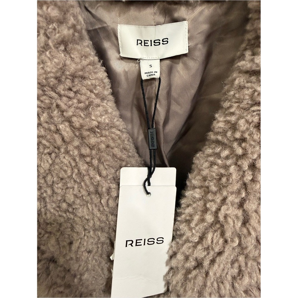 NWT Reiss Darla Faux Fur Coat in MINK NEUTRAL Sz S - Picture 3 of 9